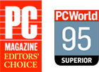 PC Magazine Editors'Choice and PC World Superior
