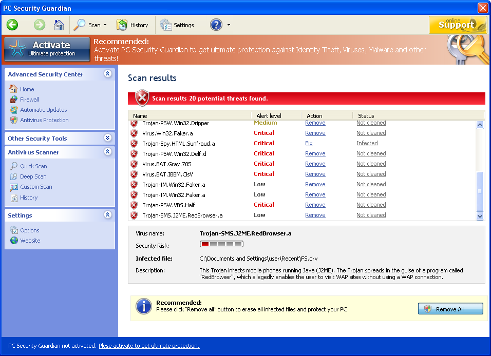 Remove PC Security Guardian